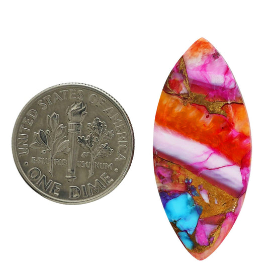 Kingman Orange Dahlia Turquoise 14.5x32.45x3.7 mm Marquise Shape Polished Gemstone LS78-06863