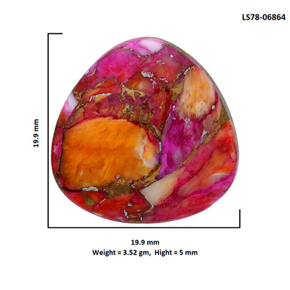 Kingman Orange Dahlia Turquoise 19.9x19.9x5 mm Fancy Shape Polished Gemstone LS78-06864