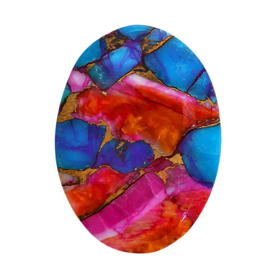 Kingman Orange Dahlia Turquoise 18.8x25.7x5.4 mm Oval Shape Polished Gemstone LS78-06868