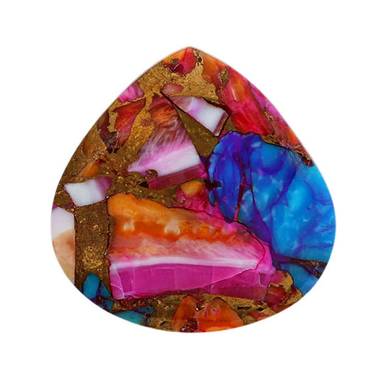 Kingman Orange Dahlia Turquoise 23.6x23.6x4 mm Heart Shape Polished Gemstone LS78-06869