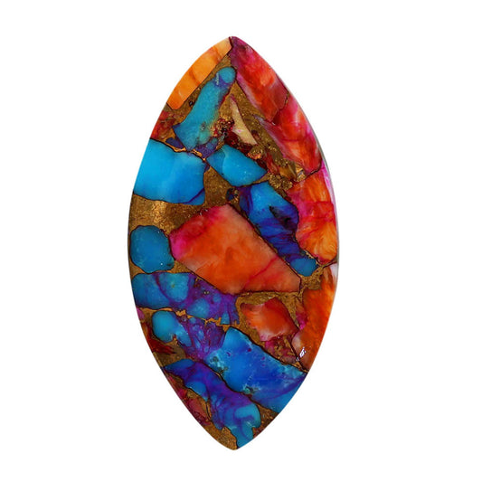 Kingman Orange Dahlia Turquoise 19.5x37.85x5 mm Marquise Shape Polished Gemstone LS78-06870