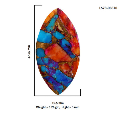 Kingman Orange Dahlia Turquoise 19.5x37.85x5 mm Marquise Shape Polished Gemstone LS78-06870
