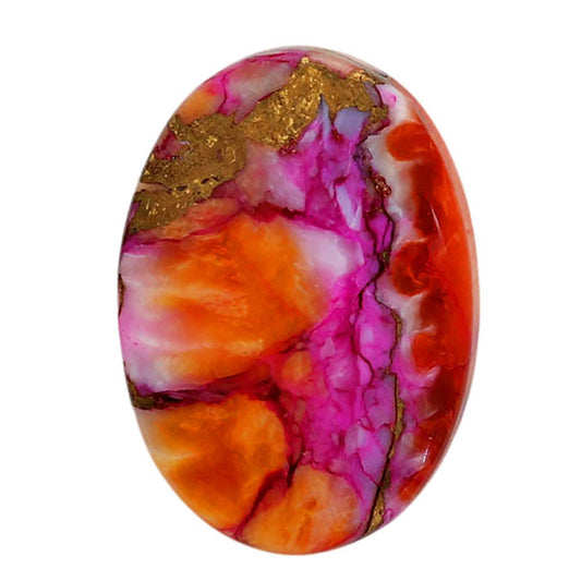 Kingman Orange Dahlia Turquoise 15.4x21.5x4.5 mm Oval Shape Polished Gemstone LS78-06871