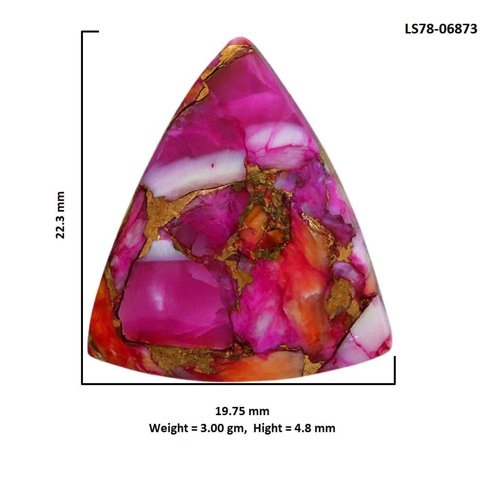 Kingman Orange Dahlia Turquoise 19.75x22.3x4.8 mm Fancy Shape Polished Gemstone LS78-06873
