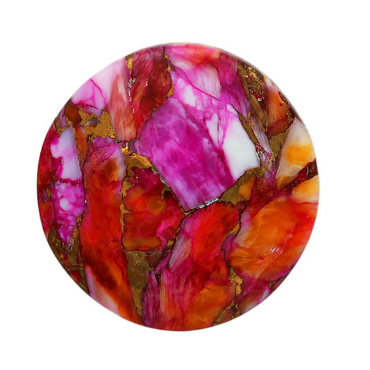 Kingman Orange Dahlia Turquoise 23.2x23.2x5.3 mm Round Shape Polished Gemstone LS78-06874