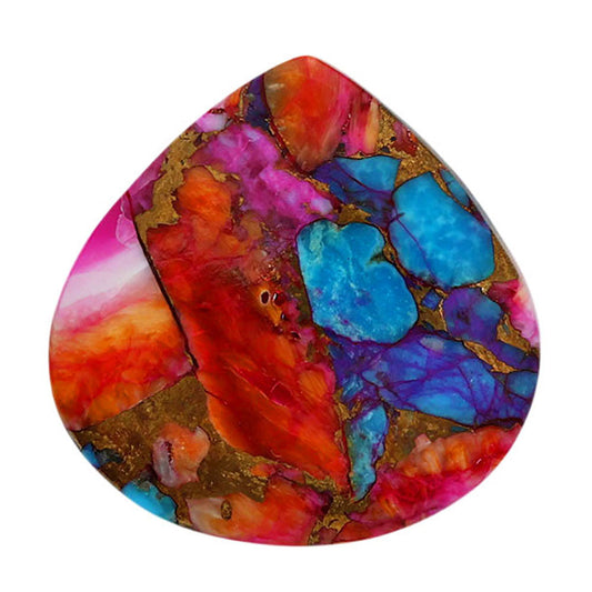 Kingman Orange Dahlia Turquoise 25.1x25.2x5 mm Heart Shape Polished Gemstone LS78-06875