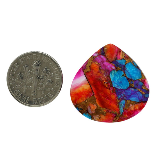 Kingman Orange Dahlia Turquoise 25.1x25.2x5 mm Heart Shape Polished Gemstone LS78-06875