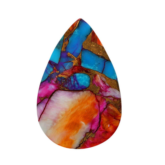 Kingman Orange Dahlia Turquoise 18.3x28x5.3 mm Pear Shape Polished Gemstone LS78-06876