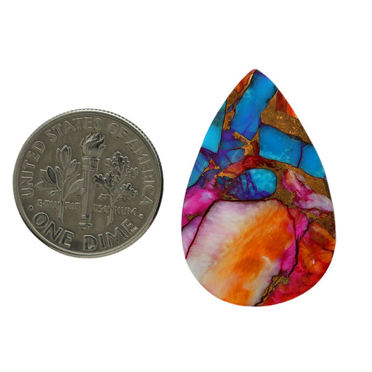 Kingman Orange Dahlia Turquoise 18.3x28x5.3 mm Pear Shape Polished Gemstone LS78-06876