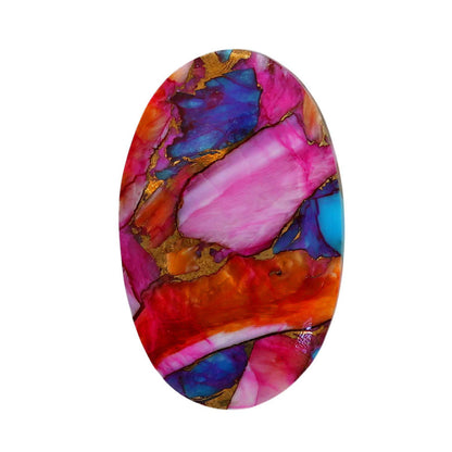 Kingman Orange Dahlia Turquoise 16.9x27x4.5 mm Oval Shape Polished Gemstone LS78-06877