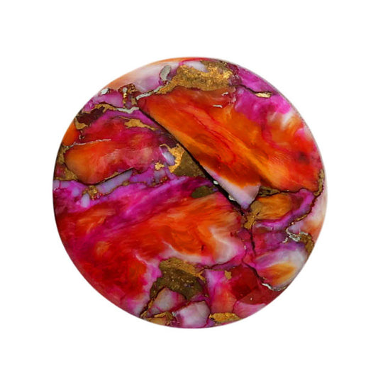 Kingman Orange Dahlia Turquoise 19.4x19.4x5.4 mm Round Shape Polished Gemstone LS78-06878