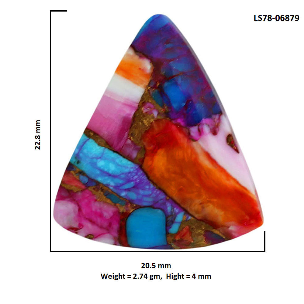 Kingman Orange Dahlia Turquoise 20.5x22.8x4 mm Fancy Shape Polished Gemstone LS78-06879