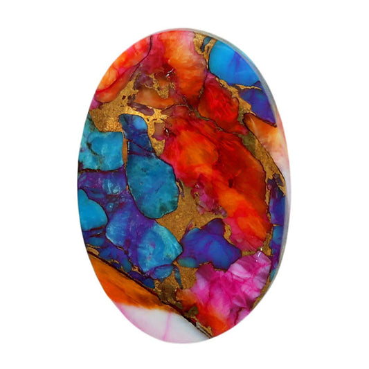 Kingman Orange Dahlia Turquoise 16.3x24x5 mm Oval Shape Polished Gemstone LS78-06880
