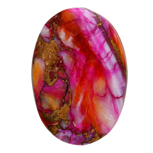Kingman Orange Dahlia Turquoise 16.3x23x5.5 mm Oval Shape Polished Gemstone LS78-06881