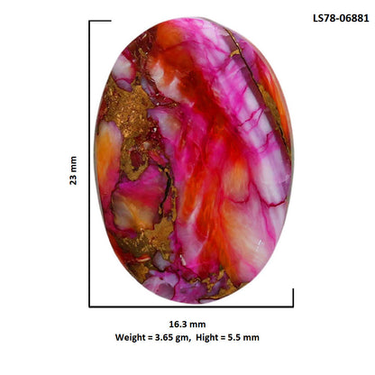 Kingman Orange Dahlia Turquoise 16.3x23x5.5 mm Oval Shape Polished Gemstone LS78-06881
