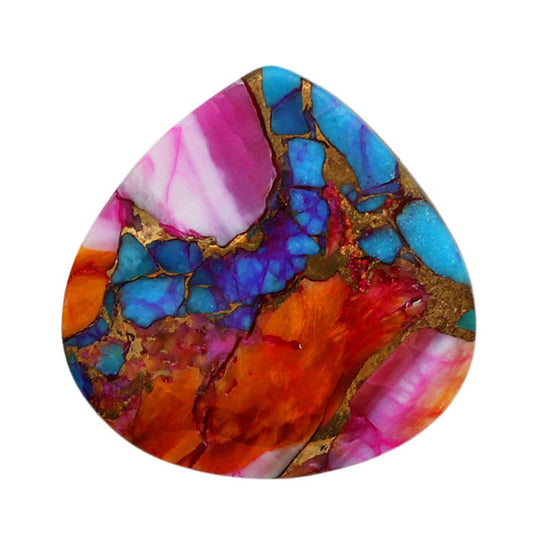 Kingman Orange Dahlia Turquoise 21.65x21.8x5 mm Heart Shape Polished Gemstone LS78-06882