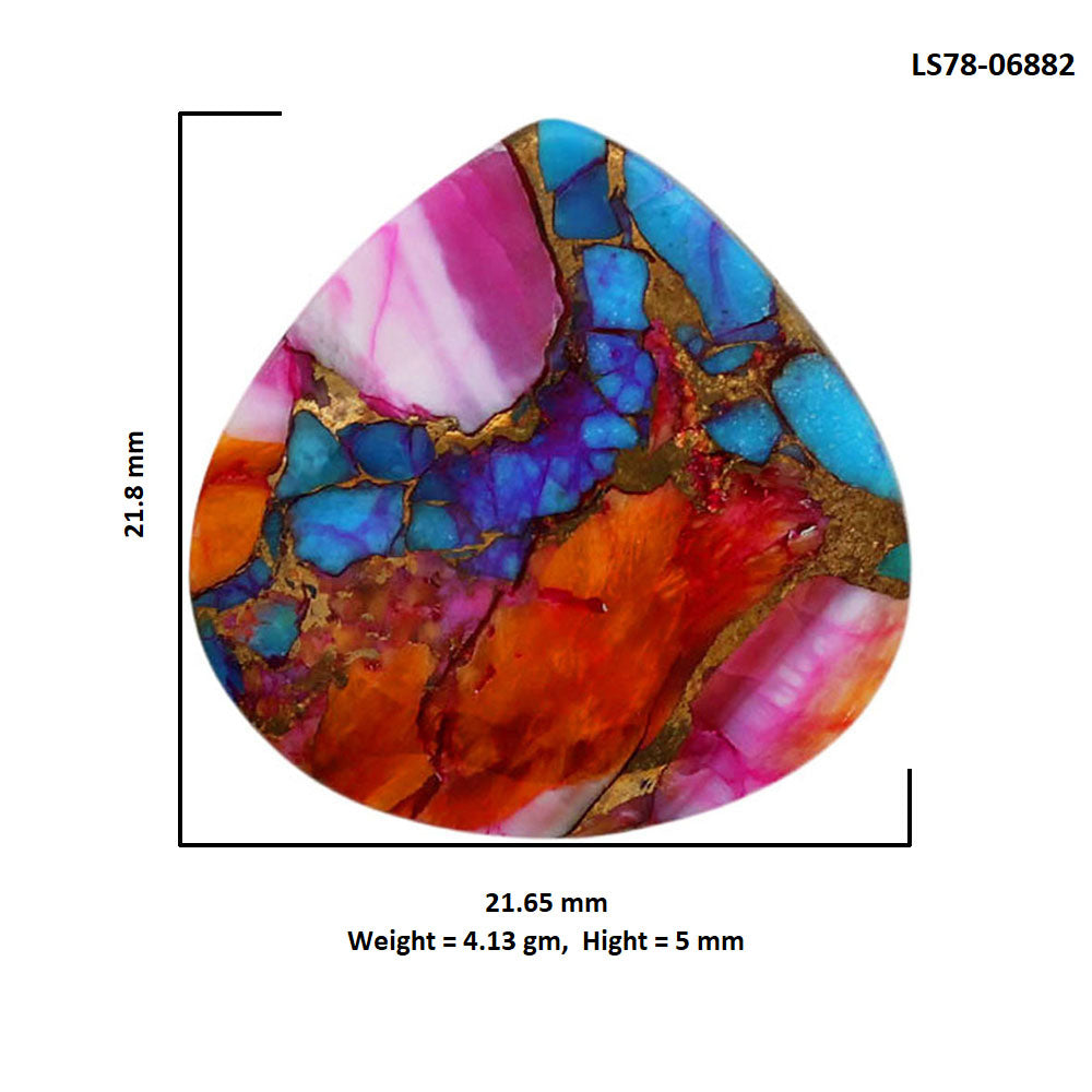 Kingman Orange Dahlia Turquoise 21.65x21.8x5 mm Heart Shape Polished Gemstone LS78-06882