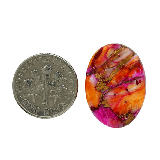 Kingman Orange Dahlia Turquoise 16.5x22.8x5 mm Oval Shape Polished Gemstone LS78-06884