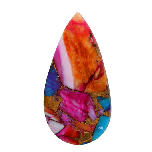 Kingman Orange Dahlia Turquoise 15.2x30x4 mm Pear Shape Polished Gemstone LS78-06885
