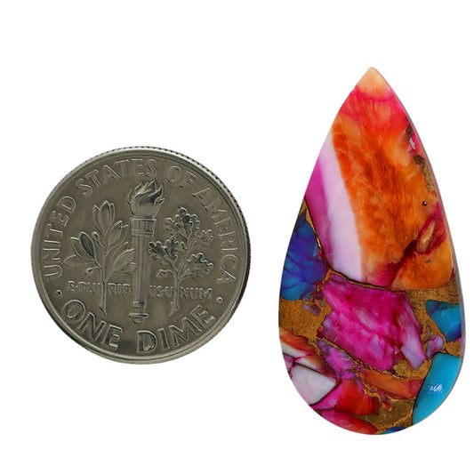Kingman Orange Dahlia Turquoise 15.2x30x4 mm Pear Shape Polished Gemstone LS78-06885