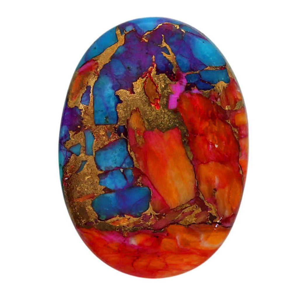 Kingman Orange Dahlia Turquoise 17.8x24.3x4.2 mm Oval Shape Polished Gemstone LS78-06886
