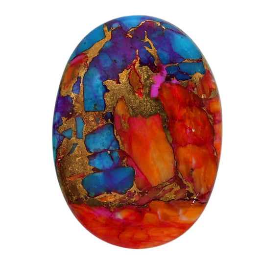 Kingman Orange Dahlia Turquoise 17.8x24.3x4.2 mm Oval Shape Polished Gemstone LS78-06886