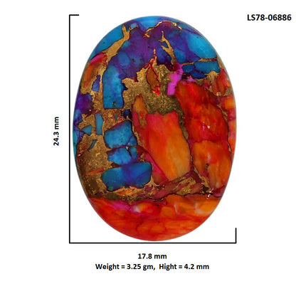 Kingman Orange Dahlia Turquoise 17.8x24.3x4.2 mm Oval Shape Polished Gemstone LS78-06886