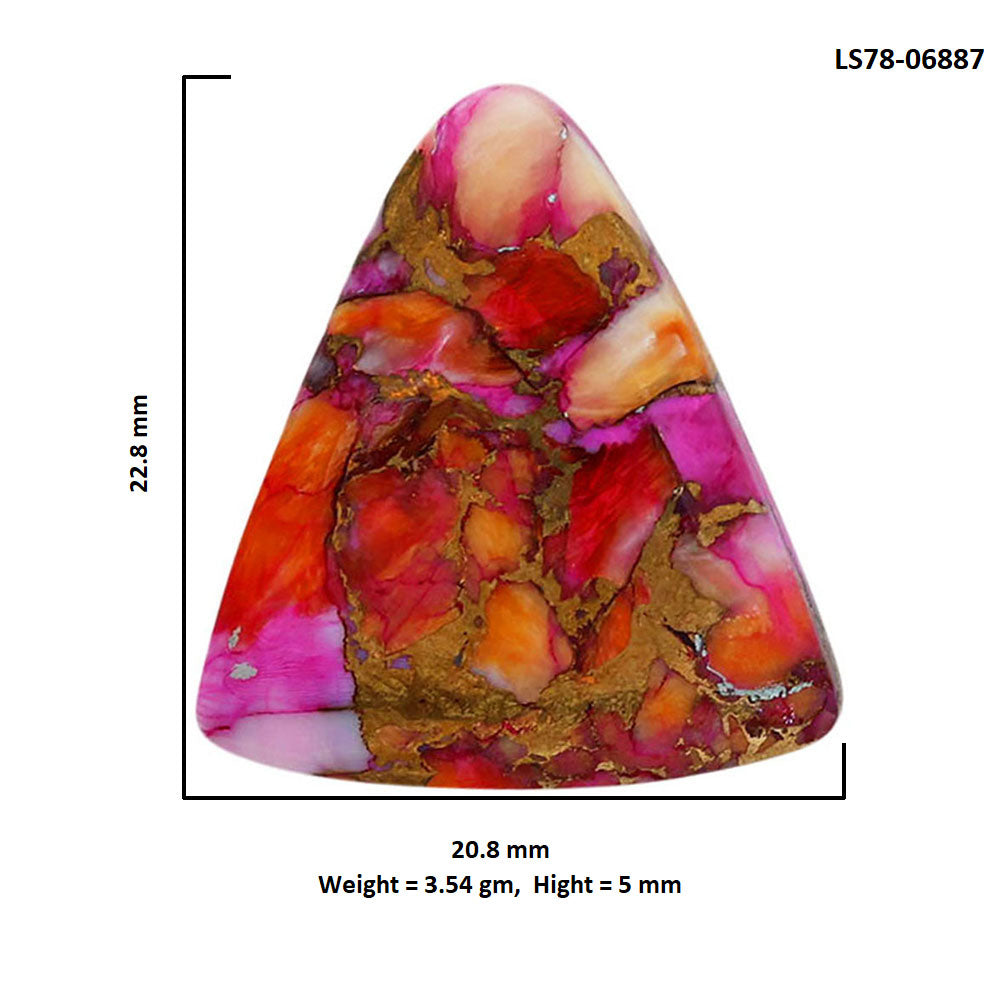 Kingman Orange Dahlia Turquoise 20.8x22.8x5 mm Fancy Shape Polished Gemstone LS78-06887