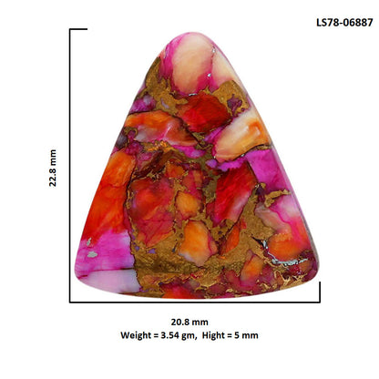 Kingman Orange Dahlia Turquoise 20.8x22.8x5 mm Fancy Shape Polished Gemstone LS78-06887