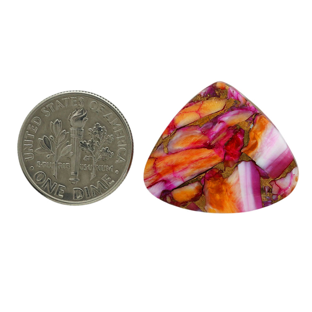Kingman Orange Dahlia Turquoise 20.25x24x4.7 mm Heart Shape Polished Gemstone LS78-06888