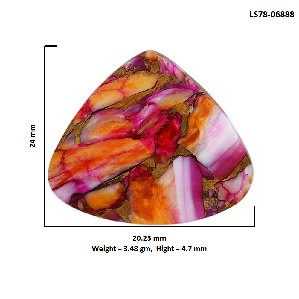 Kingman Orange Dahlia Turquoise 20.25x24x4.7 mm Heart Shape Polished Gemstone LS78-06888