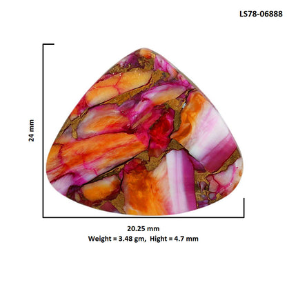 Kingman Orange Dahlia Turquoise 20.25x24x4.7 mm Heart Shape Polished Gemstone LS78-06888