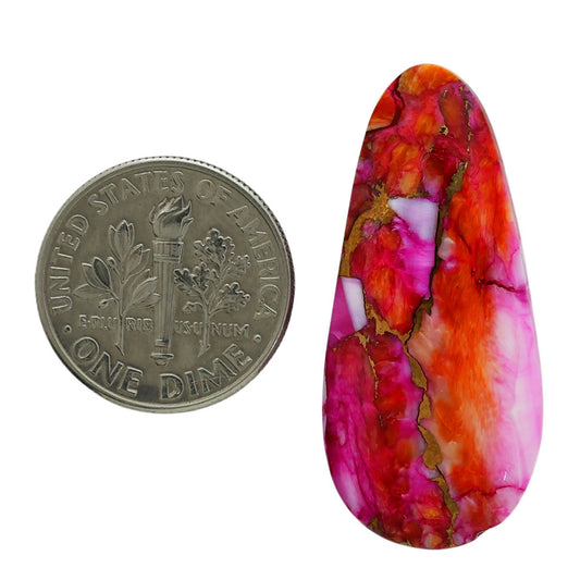 Kingman Orange Dahlia Turquoise 15.3x33.25x4.2 mm Fancy Shape Polished Gemstone LS78-06889