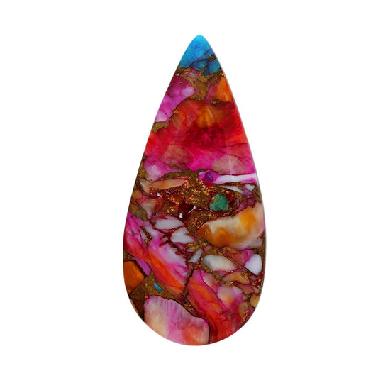 Kingman Orange Dahlia Turquoise 15.1x32.7x4 mm Pear Shape Polished Gemstone LS78-06891