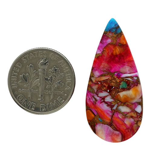 Kingman Orange Dahlia Turquoise 15.1x32.7x4 mm Pear Shape Polished Gemstone LS78-06891