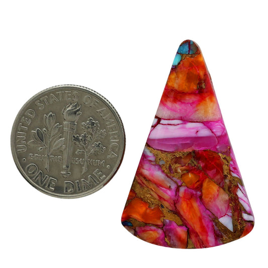 Kingman Orange Dahlia Turquoise 20.7x32.2x4.5 mm Fancy Shape Polished Gemstone LS78-06892