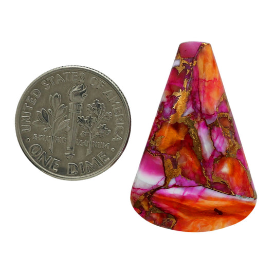 Kingman Orange Dahlia Turquoise 19.5x29.4x4 mm Fancy Shape Polished Gemstone LS78-06894
