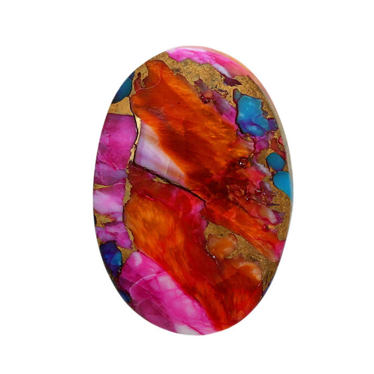 Kingman Orange Dahlia Turquoise 17x24.4x5 mm Oval Shape Polished Gemstone LS78-06895