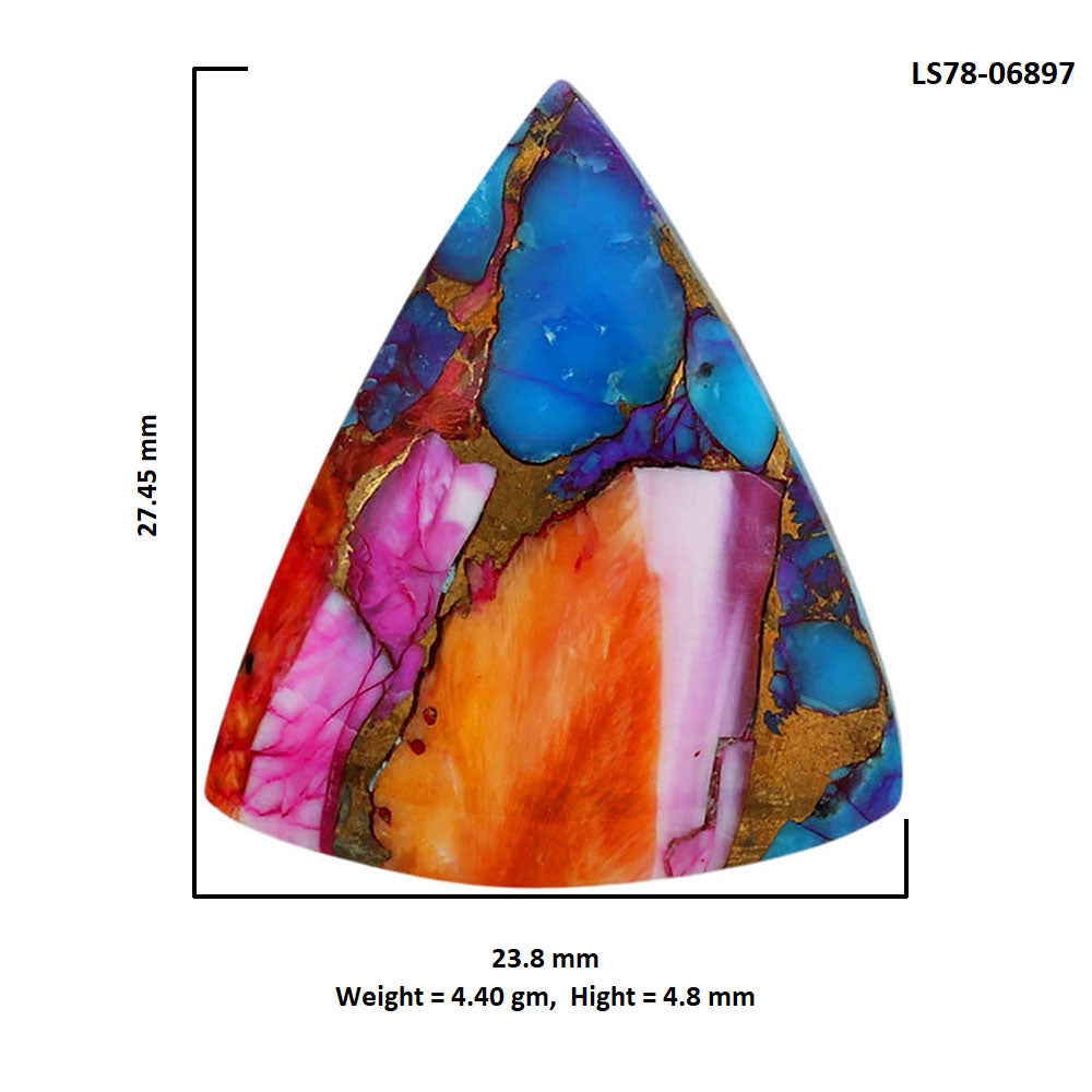 Kingman Orange Dahlia Turquoise 23.8x27.45x4.8 mm Fancy Shape Polished Gemstone LS78-06897