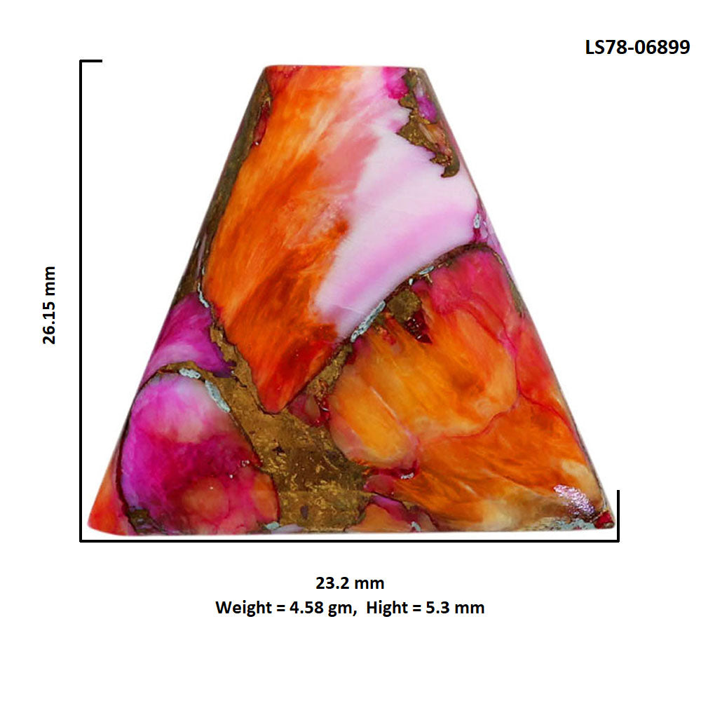 Kingman Orange Dahlia Turquoise 23.2x26.15x5.3 mm Fancy Shape Polished Gemstone LS78-06899