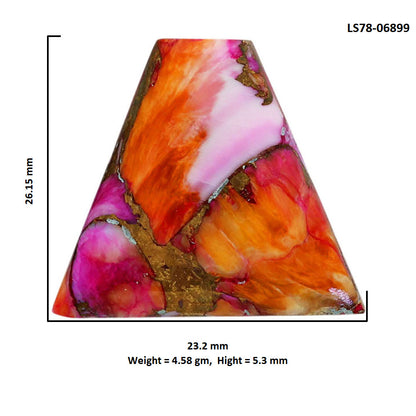 Kingman Orange Dahlia Turquoise 23.2x26.15x5.3 mm Fancy Shape Polished Gemstone LS78-06899