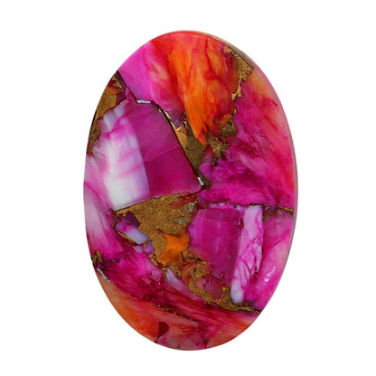 Kingman Orange Dahlia Turquoise 16.7x24.85x4.3 mm Oval Shape Polished Gemstone LS78-06900
