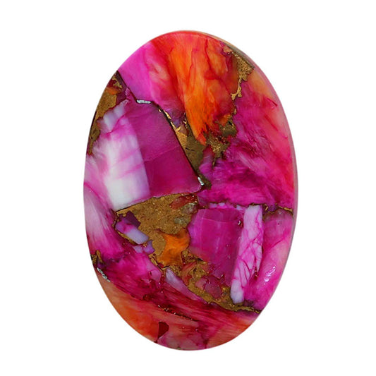 Kingman Orange Dahlia Turquoise 16.7x24.85x4.3 mm Oval Shape Polished Gemstone LS78-06900