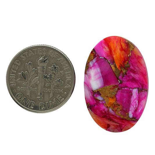 Kingman Orange Dahlia Turquoise 16.7x24.85x4.3 mm Oval Shape Polished Gemstone LS78-06900
