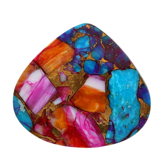 Kingman Orange Dahlia Turquoise 23.5x26x4.5 mm Heart Shape Polished Gemstone LS78-06904