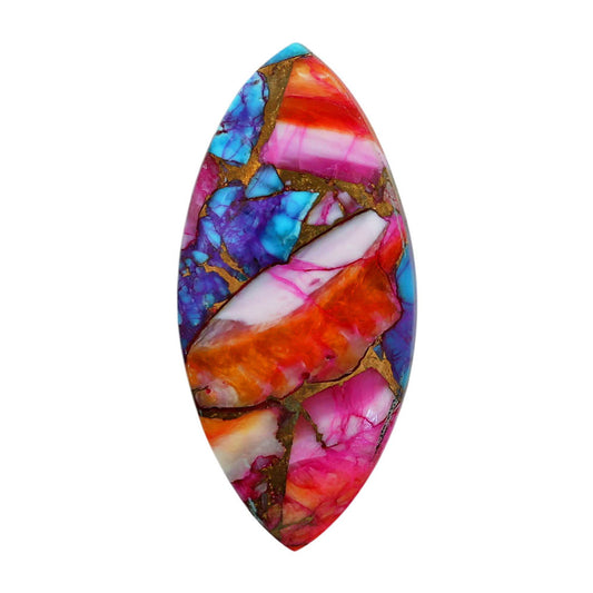 Kingman Orange Dahlia Turquoise 15.8x33.35x4 mm Marquise Shape Polished Gemstone LS78-06905