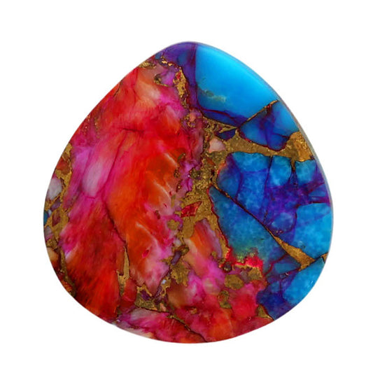 Kingman Orange Dahlia Turquoise 22.65x23.55x3.7 mm Heart Shape Polished Gemstone LS78-06906