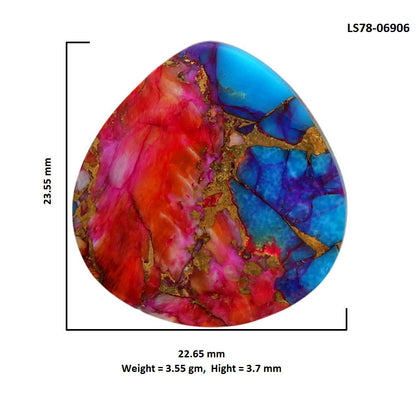 Kingman Orange Dahlia Turquoise 22.65x23.55x3.7 mm Heart Shape Polished Gemstone LS78-06906
