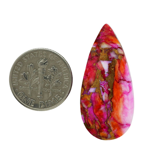 Kingman Orange Dahlia Turquoise 15.2x32.7x4.5 mm Marquise Shape Polished Gemstone LS78-06908