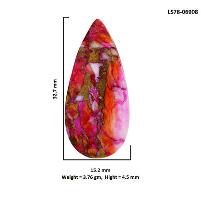 Kingman Orange Dahlia Turquoise 15.2x32.7x4.5 mm Marquise Shape Polished Gemstone LS78-06908